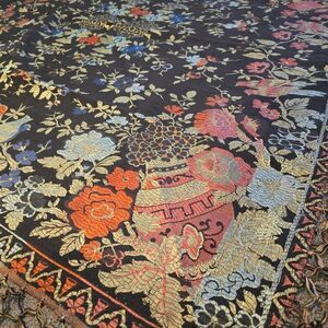 Elegant Womens Scarf 48” Colorful Italian Floral Bird Boho Artsy Tassel Chic